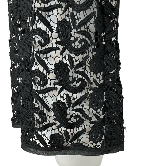 Ann Taylor LOFT Black Paisley Crochet Short Sleeve Sheer Top Blouse Shirt sz M - Picture 11 of 16